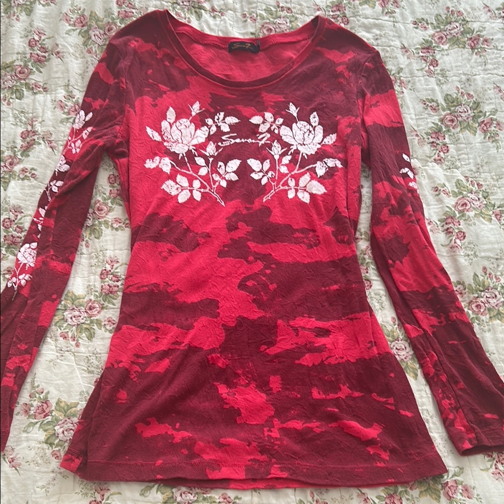 y2k seven7 red long sleeve